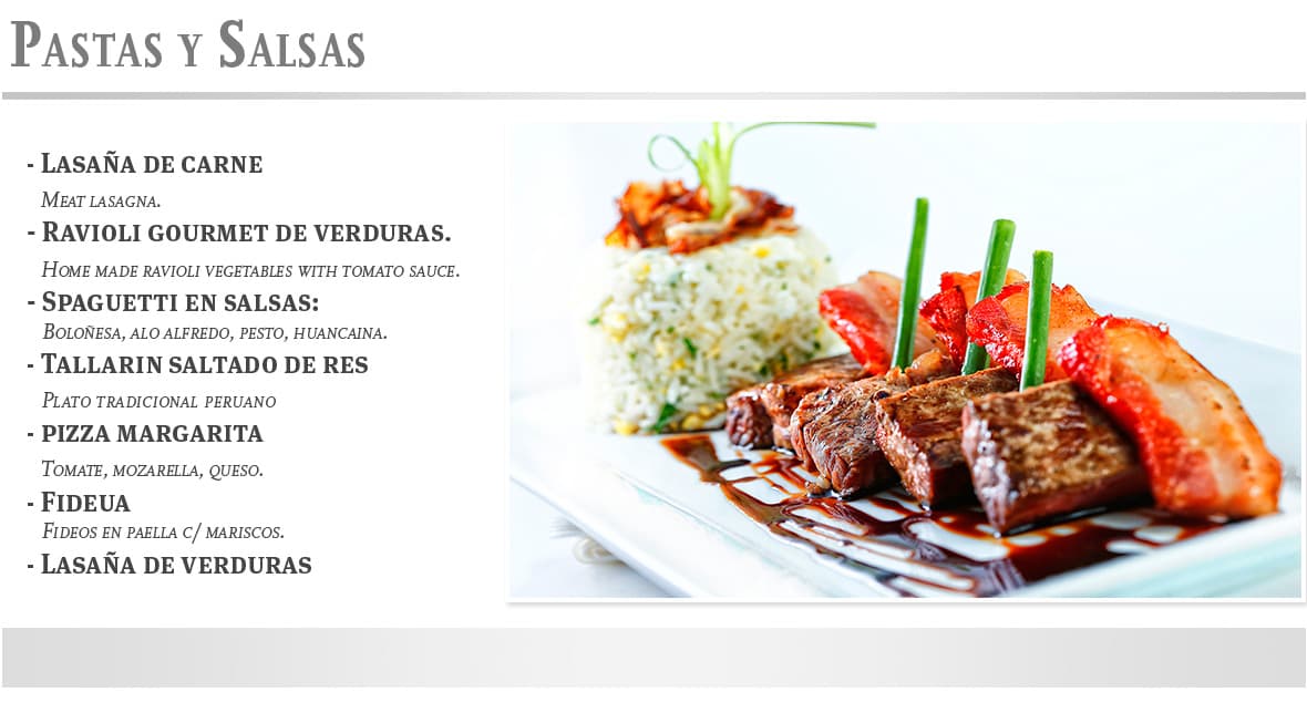 Carta de Pastas y Salsas — Hotel Ginebra