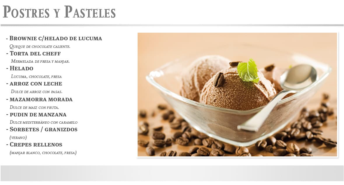 Carta de Postres y Pasteles — Hotel Ginebra